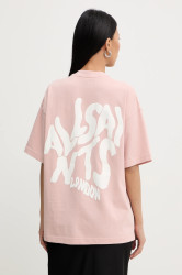 Bavlněné tričko AllSaints dámské, růžová barva, W181JD