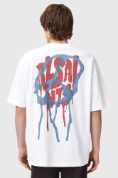 Bavlněné tričko AllSaints pánské, bílá barva, s potiskem, M035PD