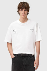 Bavlněné tričko AllSaints pánské, bílá barva, s potiskem, M042PD