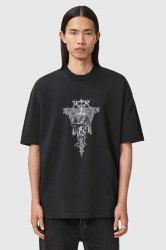 Bavlněné tričko AllSaints pánské, černá barva, s potiskem, M030PD