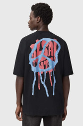Bavlněné tričko AllSaints pánské, černá barva, s potiskem, M035PD