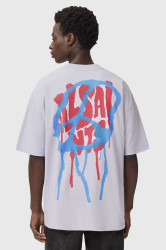 Bavlněné tričko AllSaints pánské, fialová barva, s potiskem, M035PD