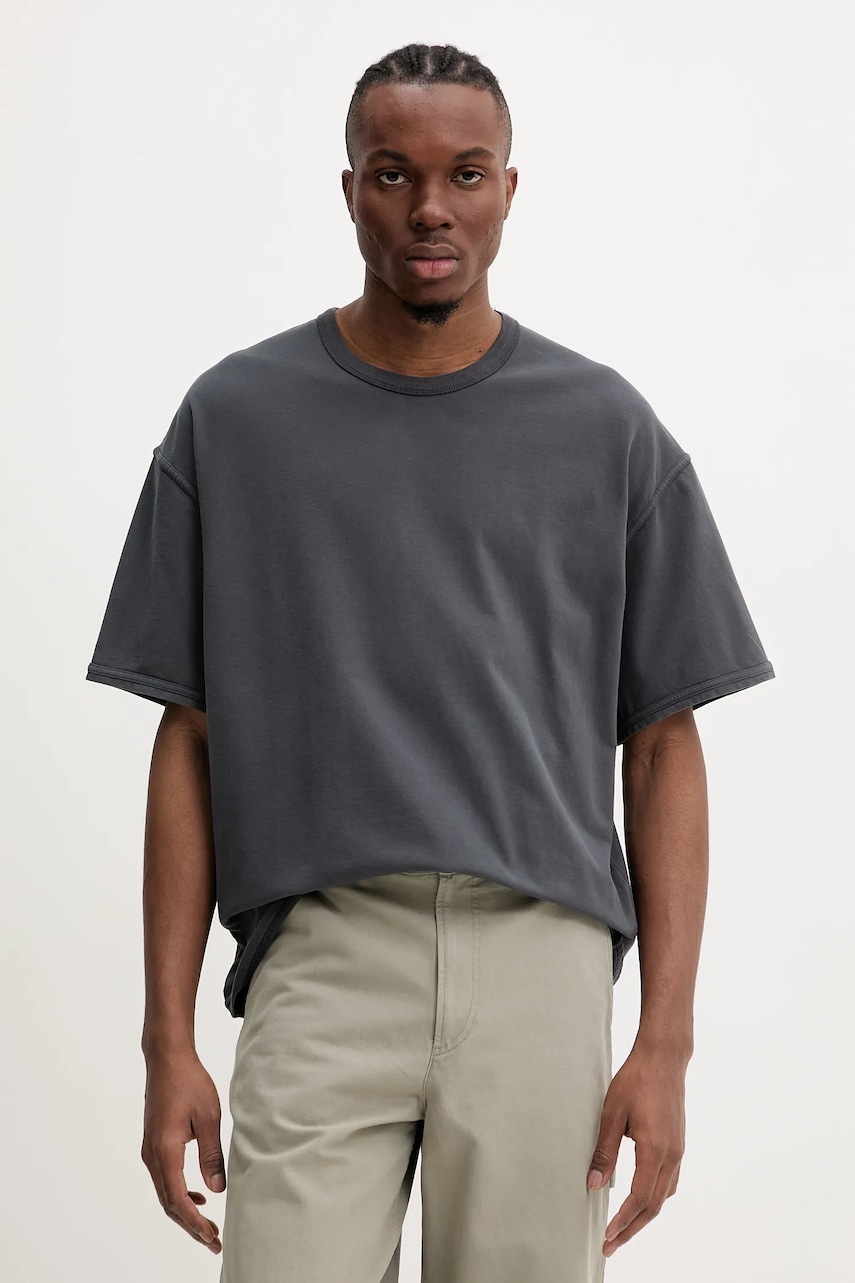 Bavlněné tričko American Vintage pánské, šedá barva, MFAZ02CE25