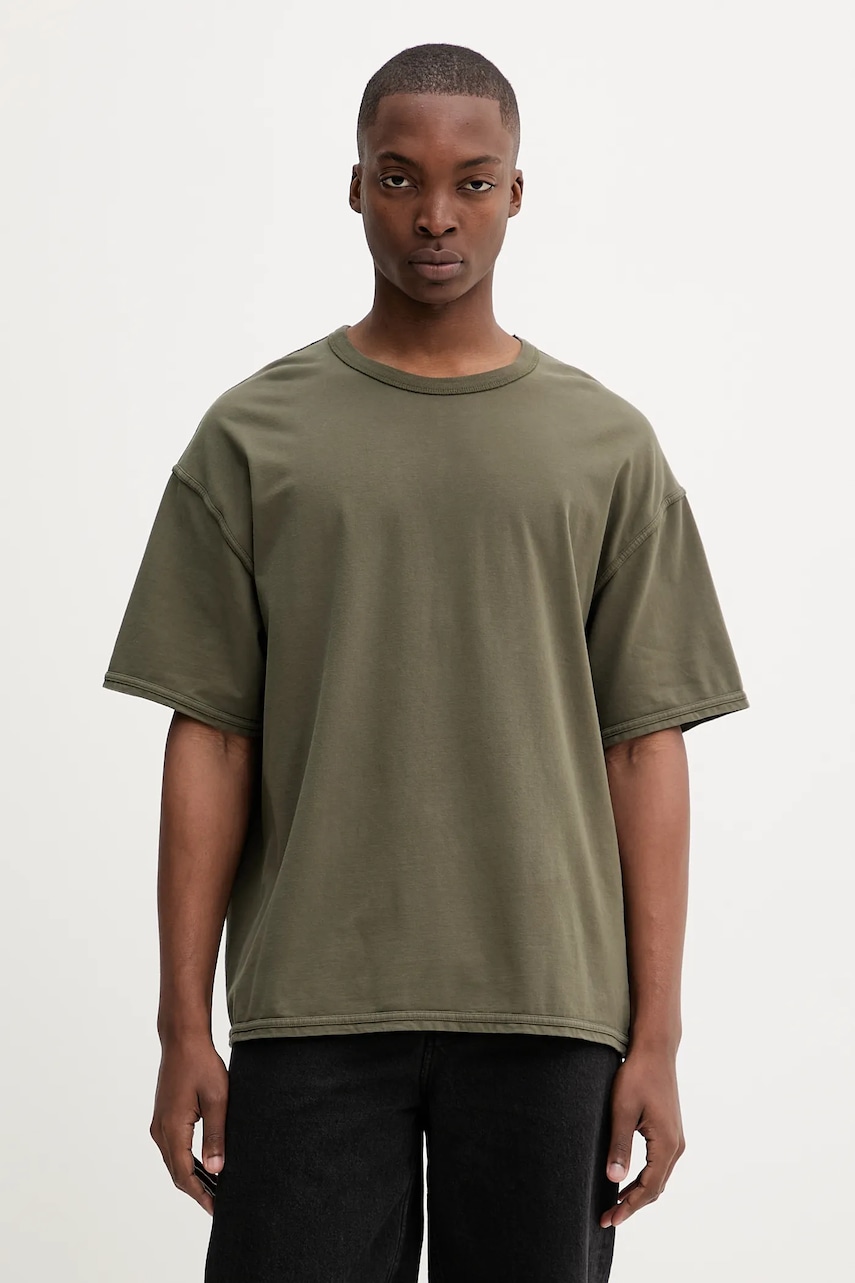 Bavlněné tričko American Vintage pánské, zelená barva, MFAZ02C