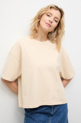 Bavlněné tričko Answear.LAB dámské, béžová barva
