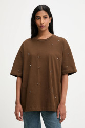 Bavlněné tričko Answear.LAB dámské, hnědá barva