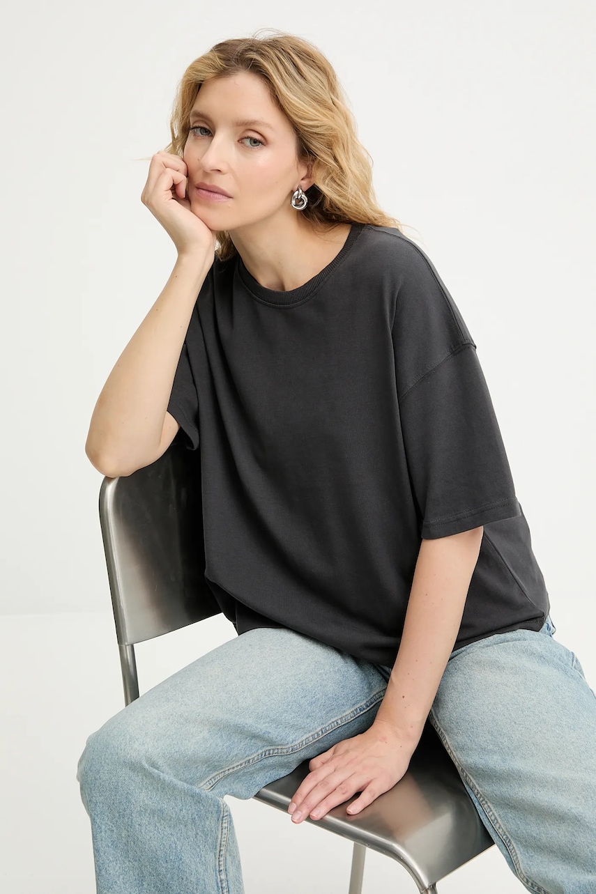 Bavlněné tričko Answear.LAB dámské, šedá barva