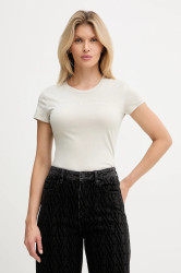 Bavlněné tričko Armani Exchange dámské, béžová barva, XW002038 AF10356