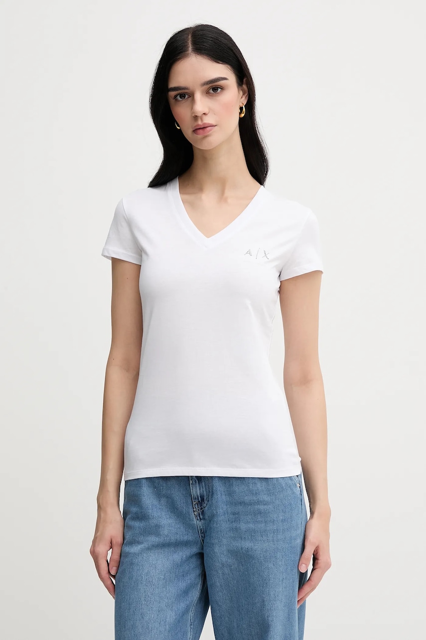 Bavlněné tričko Armani Exchange dámské, bílá barva, XW000521 AF10359