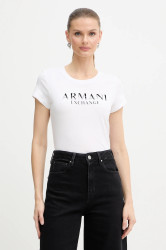 Bavlněné tričko Armani Exchange dámské, bílá barva, XW001351 AF17172