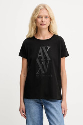 Bavlněné tričko Armani Exchange dámské, černá barva, XW001373 AF10356