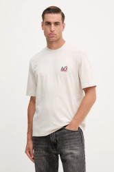 Bavlněné tričko Armani Exchange pánské, béžová barva, s potiskem, XM001451 AF10356