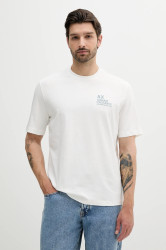 Bavlněné tričko Armani Exchange pánské, bílá barva, s aplikací, XM000769 AF10361