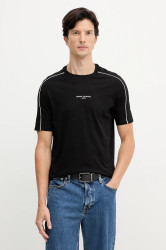 Bavlněné tričko Armani Exchange pánské, černá barva, s potiskem, XM001360 AF10358