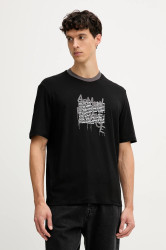 Bavlněné tričko Armani Exchange pánské, černá barva, s potiskem, XM001450 AF10358