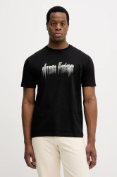 Bavlněné tričko Armani Exchange pánské, černá barva, s potiskem, XM001462 AF10364