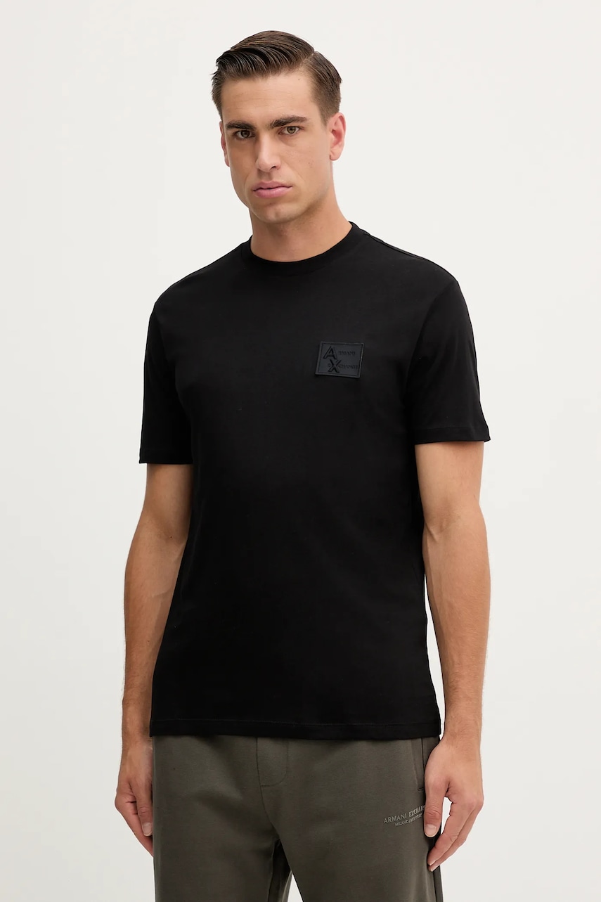 Bavlněné tričko Armani Exchange pánské, černá barva, XM001456 AF10358