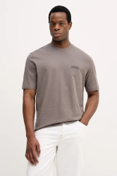 Bavlněné tričko Armani Exchange pánské, hnědá barva, s aplikací, XM001426 AF10362