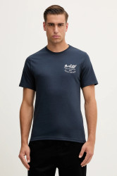 Bavlněné tričko Barbour pánské, tmavomodrá barva, s potiskem, MTS1347