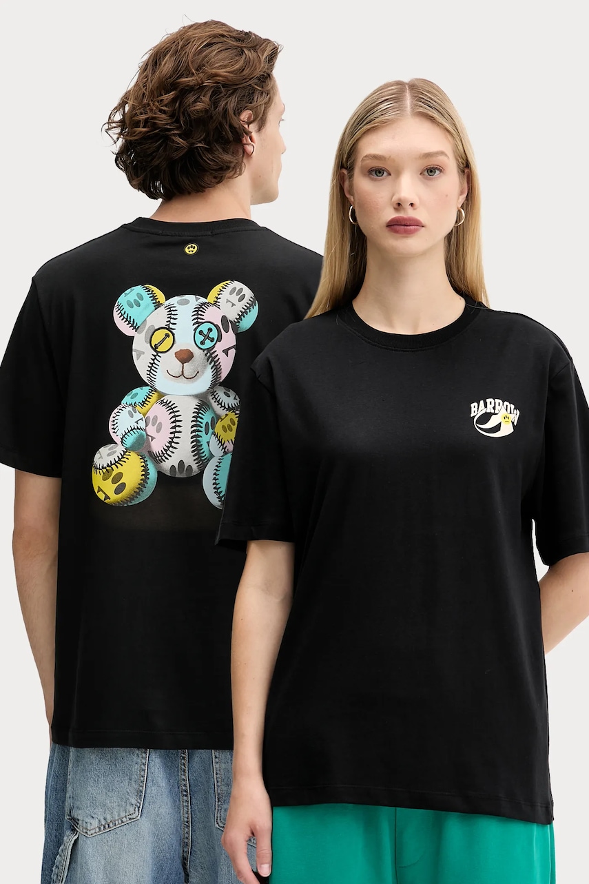 Bavlněné tričko Barrow černá barva, s potiskem, F5BWUATH053