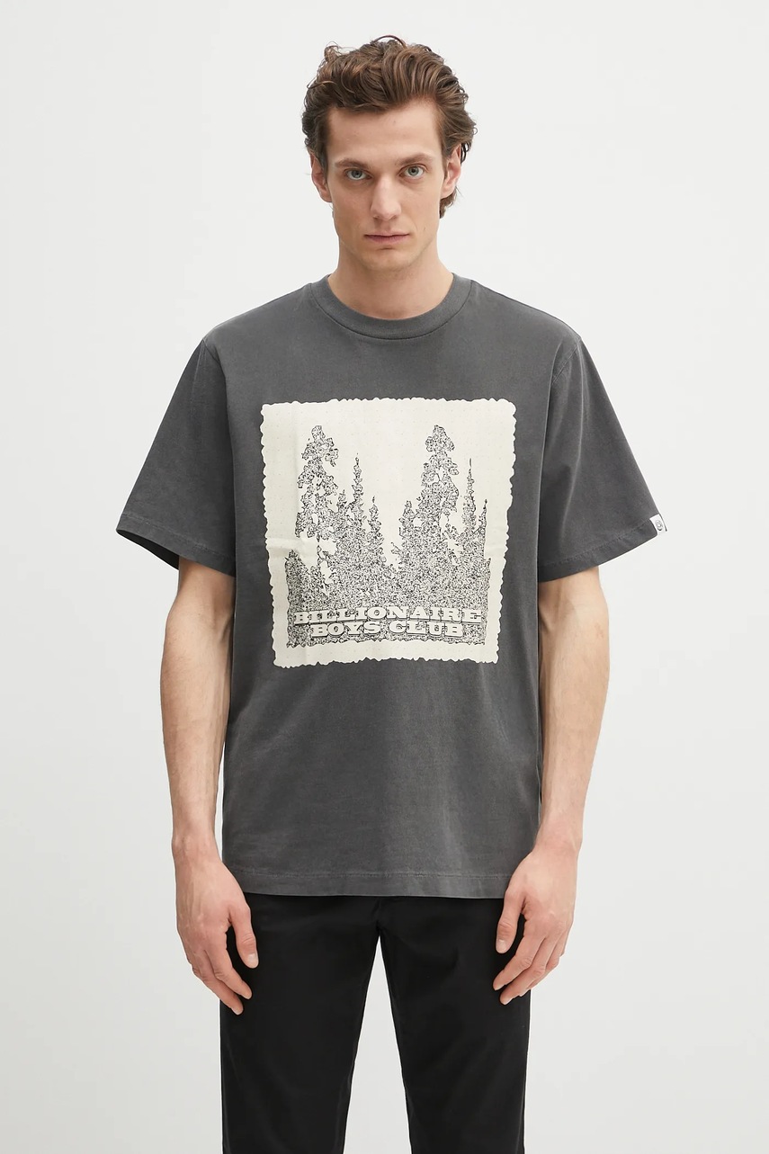 Bavlněné tričko Billionaire Boys Club Wilderness T-shirt pánské, šedá barva, s potiskem, B25159
