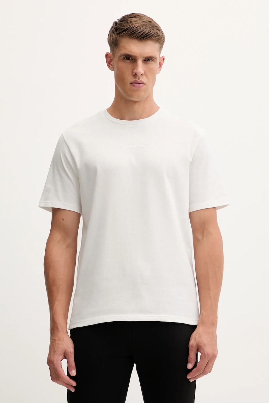 Bavlněné tričko BOGNER Fire+Ice MICK pánské, béžová barva, s potiskem, 54349760