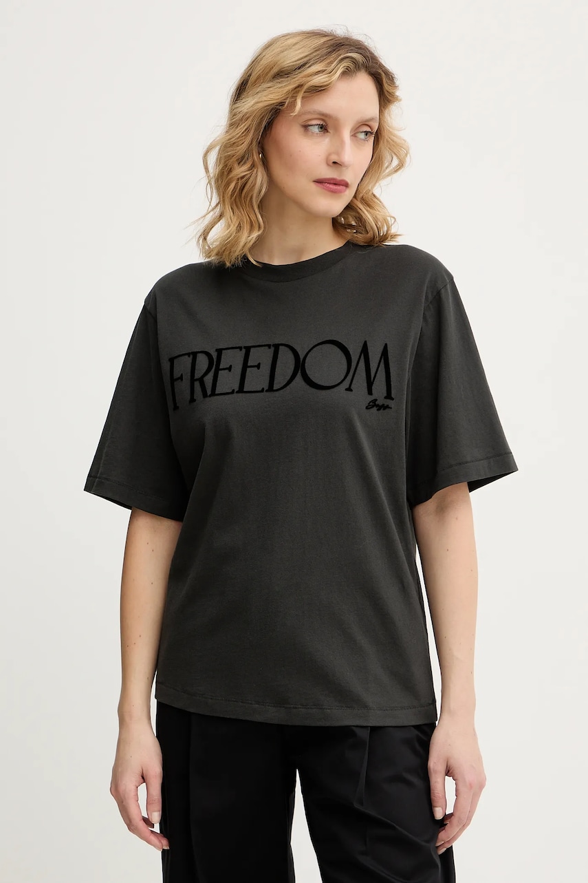 Bavlněné tričko BOSS Orange C Eregular 1 dámské, šedá barva, 50556993