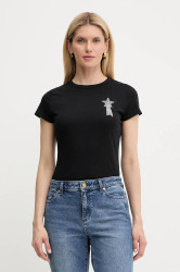 Bavlněné tričko BOSS Orange C_Endora_1 dámské, černá barva, 50545287