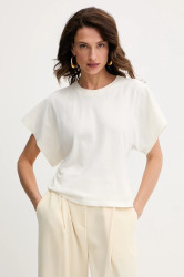 Bavlněné tričko BOSS Orange C_Ersi dámské, béžová barva, 50543502