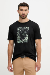 Bavlněné tričko BOSS Orange Te_Animali pánské, černá barva, s potiskem, 50546362