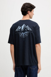 Bavlněné tričko BOSS Orange Te_polar pánské, tmavomodrá barva, s potiskem, 50551471