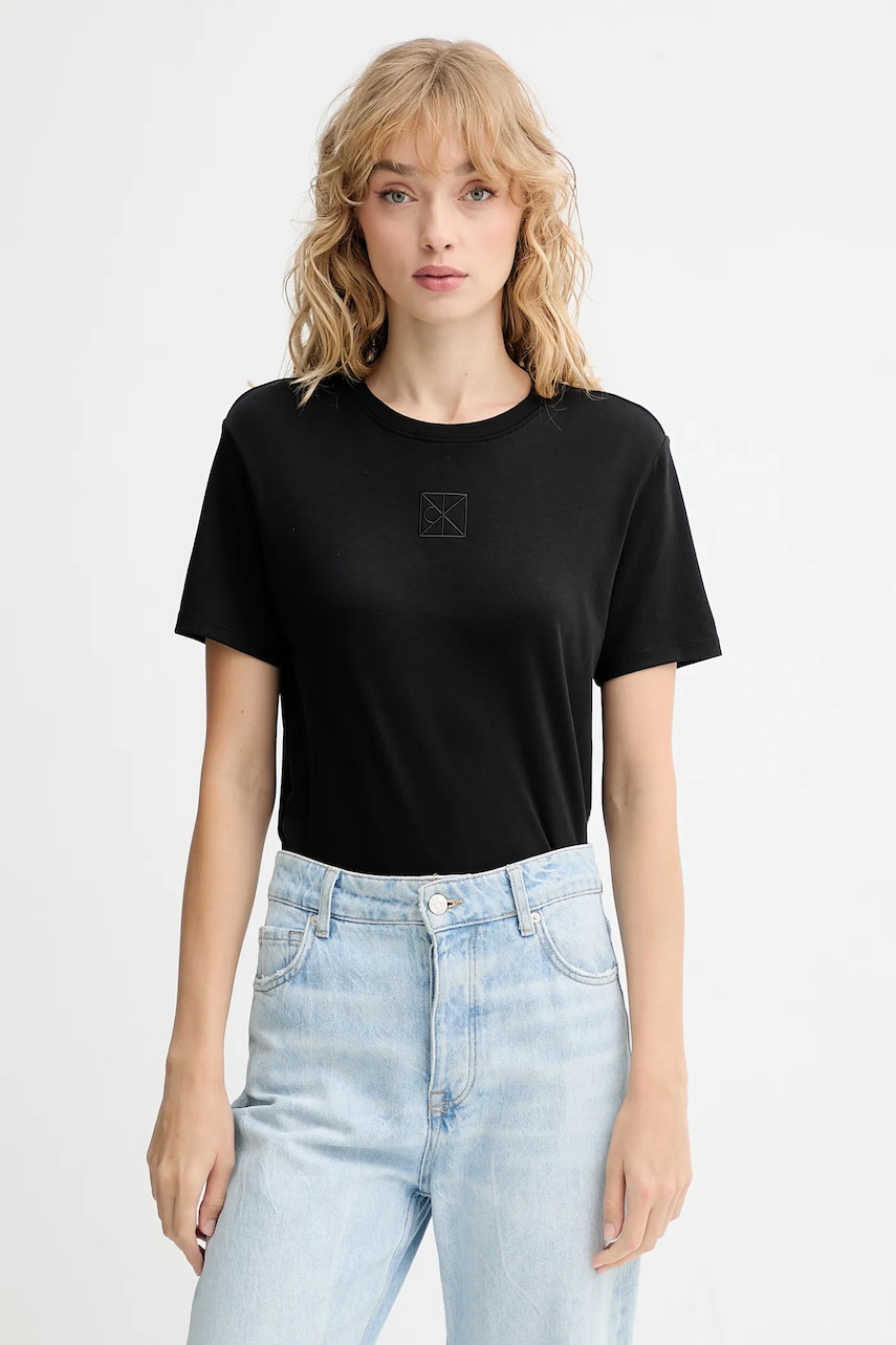 Bavlněné tričko Calvin Klein dámské, černá barva, LV044D201G