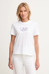 Bavlněné tričko Calvin Klein Jeans dámské, bílá barva, LV047D210G