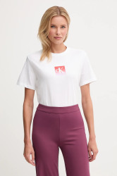 Bavlněné tričko Calvin Klein Jeans dámské, bílá barva, LV047D874G