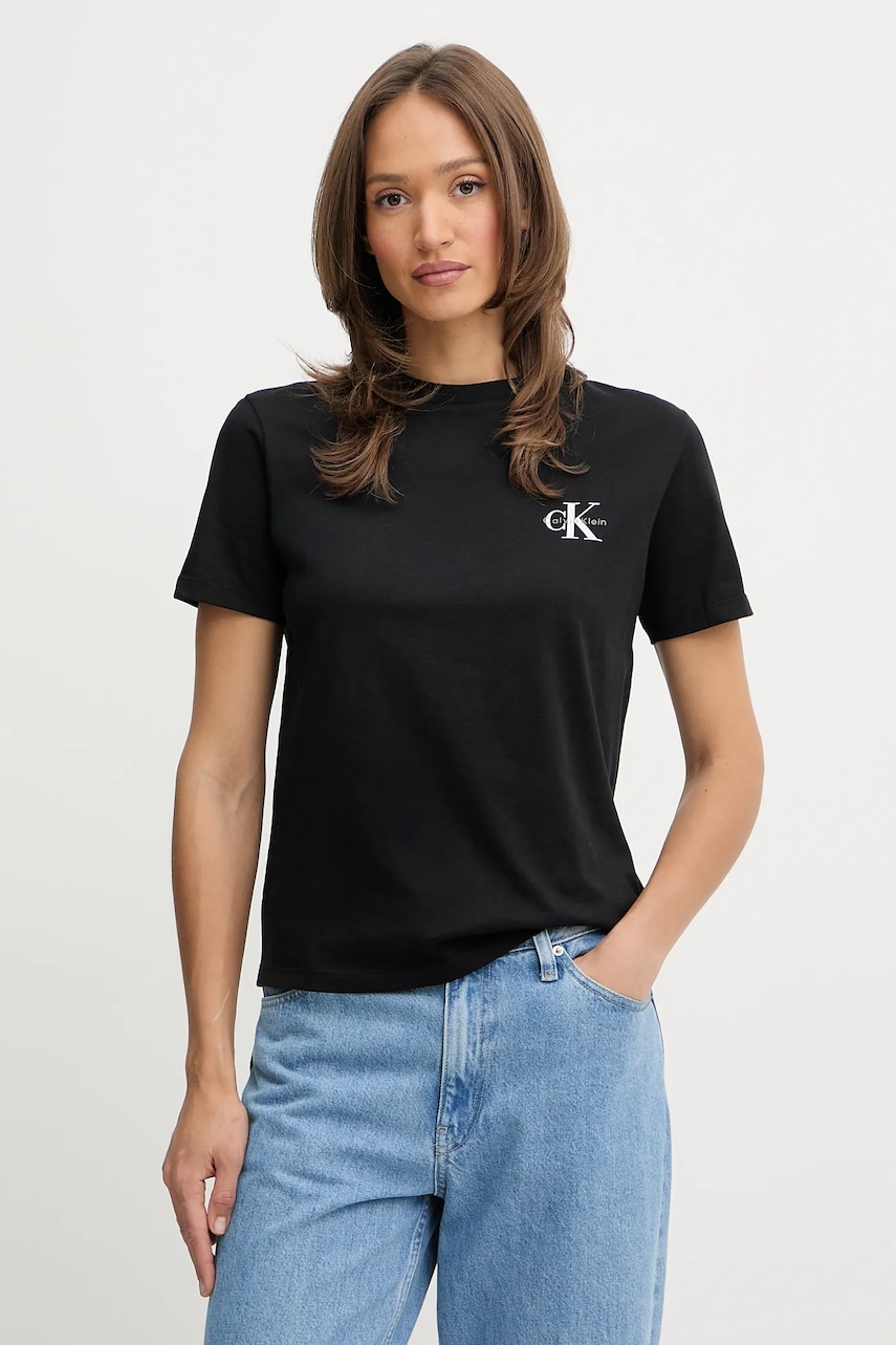 Bavlněné tričko Calvin Klein Jeans dámské, černá barva, LV047C905G