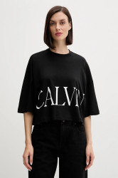 Bavlněné tričko Calvin Klein Jeans dámské, černá barva, LV047D206G