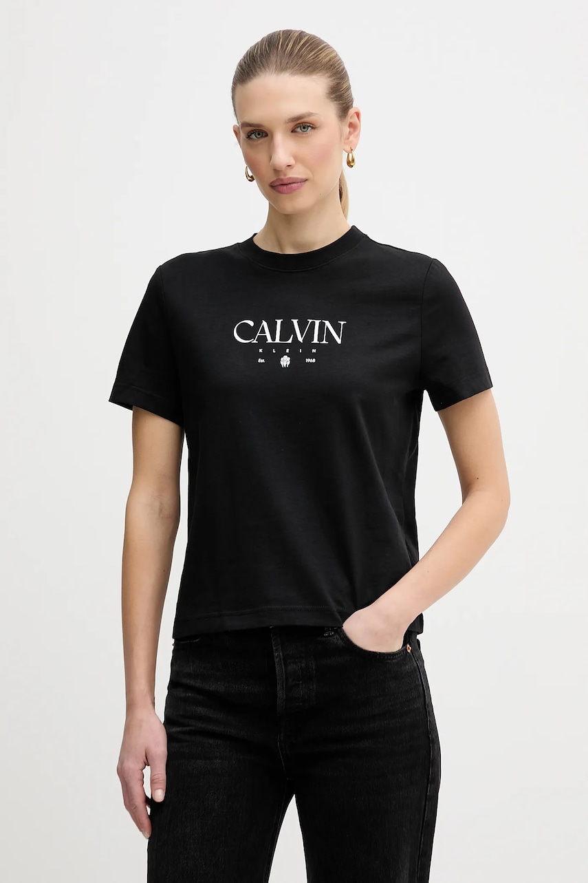 Bavlněné tričko Calvin Klein Jeans dámské, černá barva, LV047E813G