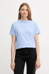 Bavlněné tričko Calvin Klein Jeans dámské, fialová barva, LV047C863G