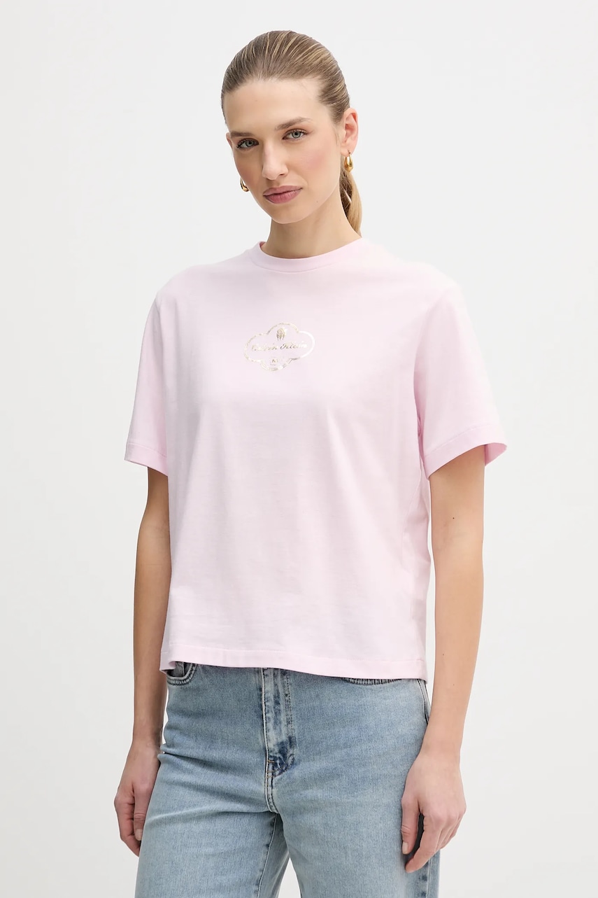 Bavlněné tričko Calvin Klein Jeans dámské, růžová barva, LV047E811G