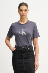 Bavlněné tričko Calvin Klein Jeans dámské, šedá barva, LV044E215G