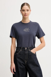 Bavlněné tričko Calvin Klein Jeans dámské, tmavomodrá barva, LV047D873G