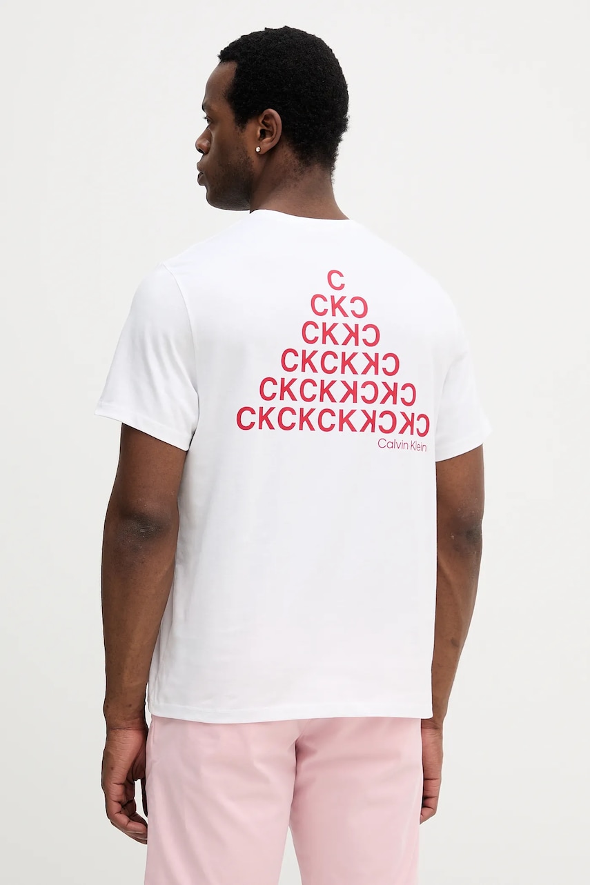 Bavlněné tričko Calvin Klein Jeans pánské, bílá barva, LV04RC825G