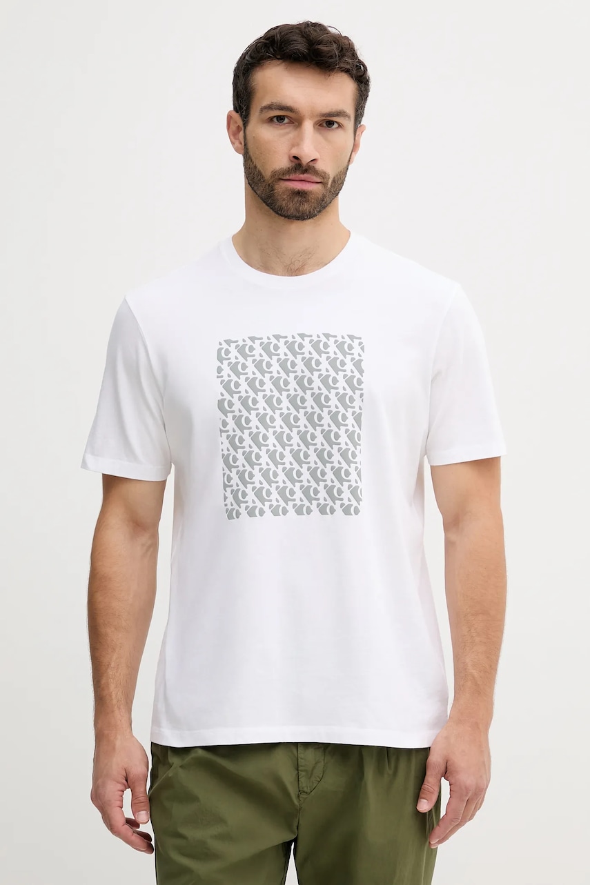 Bavlněné tričko Calvin Klein Jeans pánské, bílá barva, s potiskem, LV04RC841G