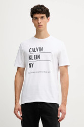 Bavlněné tričko Calvin Klein Jeans pánské, bílá barva, s potiskem, LV04RD818G