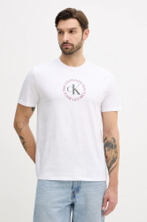 Bavlněné tričko Calvin Klein Jeans pánské, bílá barva, s potiskem, LV14RE816G