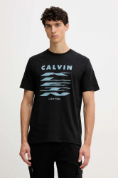 Bavlněné tričko Calvin Klein Jeans pánské, černá barva, s potiskem, LV04RD815G