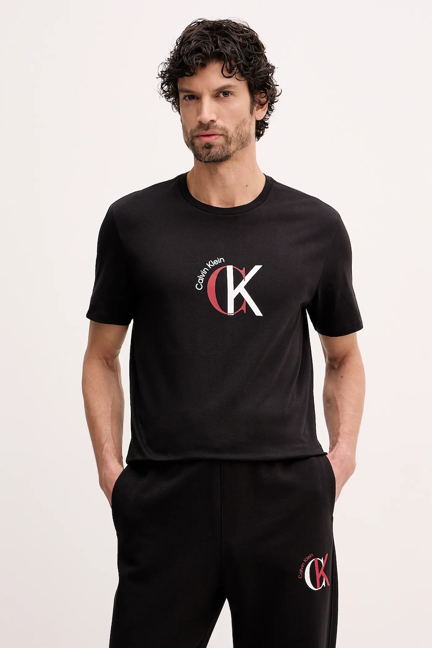 Bavlněné tričko Calvin Klein Jeans pánské, černá barva, s potiskem, LV14RE829G