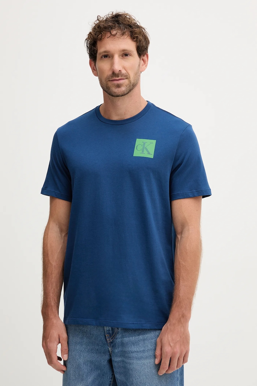 Bavlněné tričko Calvin Klein Jeans pánské, modrá barva, s potiskem, LV04RC859G