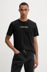 Bavlněné tričko Calvin Klein pánské, černá barva, s potiskem, LV04LD230G