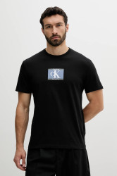 Bavlněné tričko Calvin Klein pánské, černá barva, s potiskem, LV04RC854G